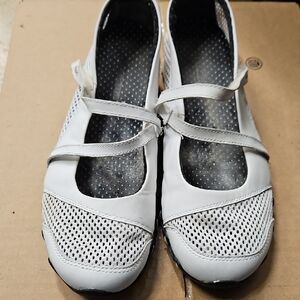 Skechers White Mesh Mary Jane Flats